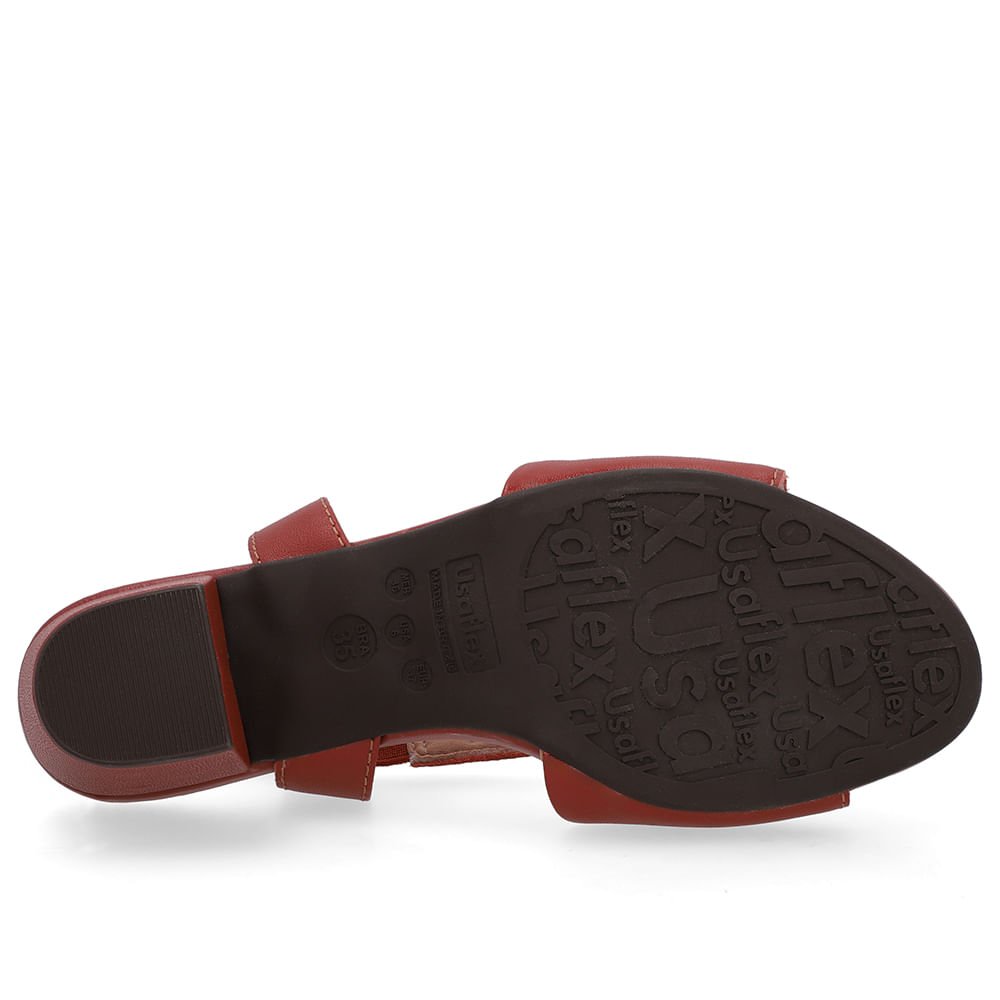 Sandália Bico Redondo Couro Marrom Enfeite Marrom 5