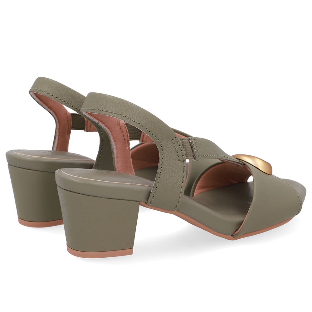 Sandália Bico Redondo Couro Verde Enfeite Verde 3