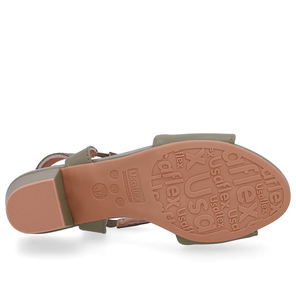 Sandália Bico Redondo Couro Verde Enfeite Verde 5