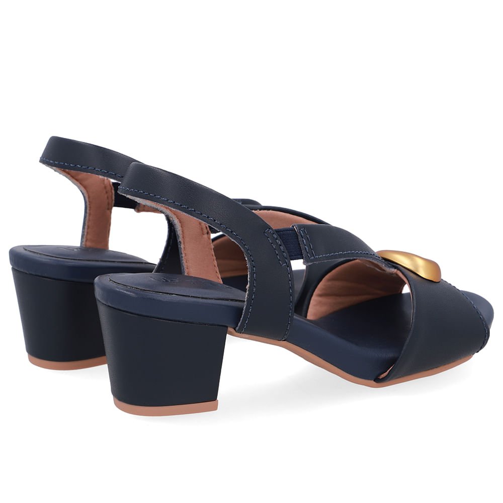 Sandália Bico Redondo Couro Azul Enfeite Azul 3