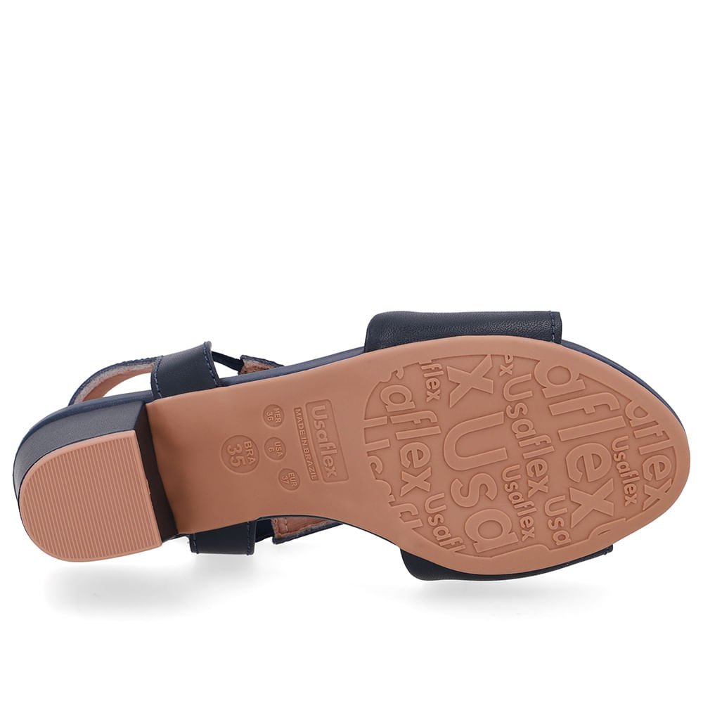 Sandália Bico Redondo Couro Azul Enfeite Azul 5