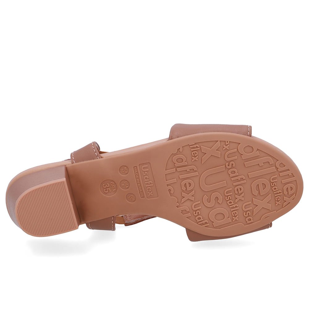 Sandália Bico Redondo Couro Marrom Enfeite Marrom 5