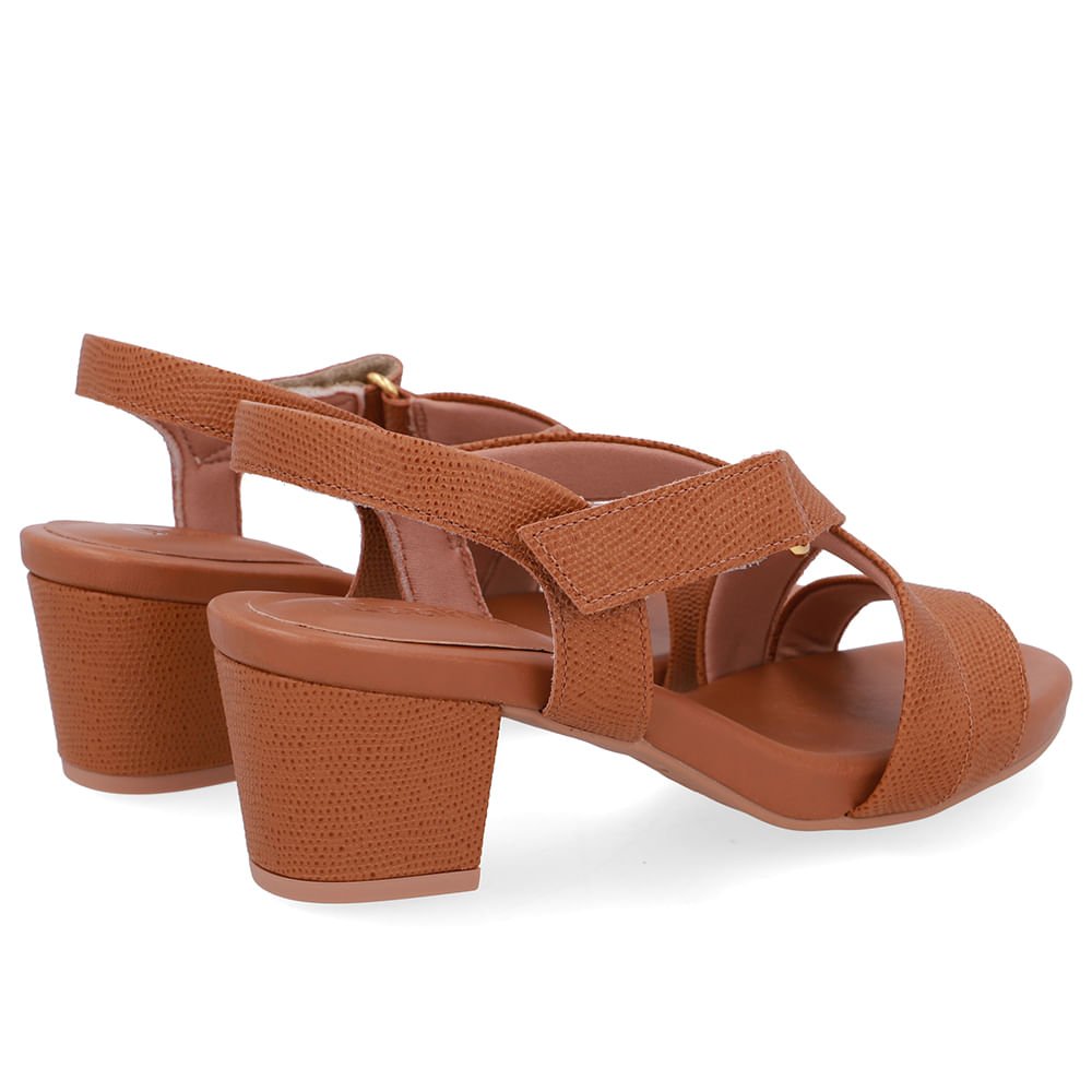 Sandália Tiras Couro Marrom Fecho-Flex Marrom 3