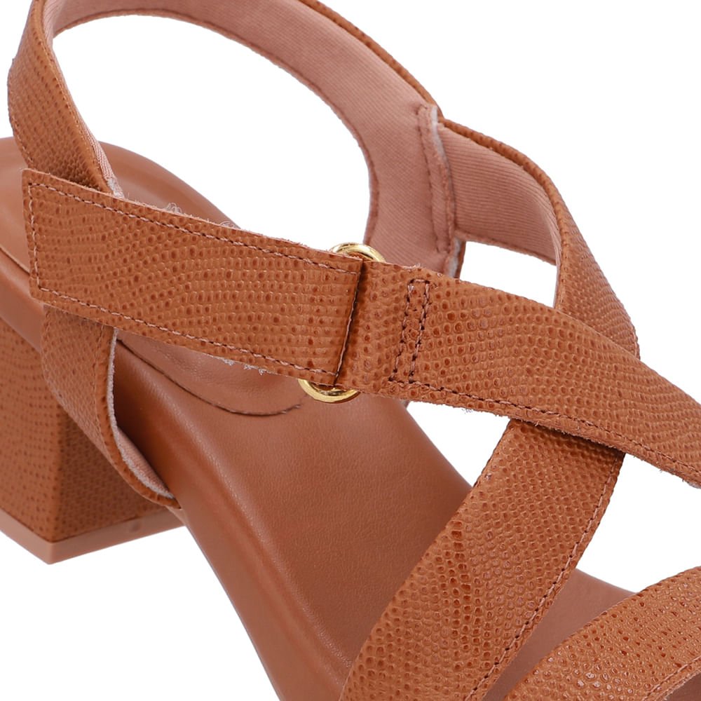 Sandália Tiras Couro Marrom Fecho-Flex Marrom 4