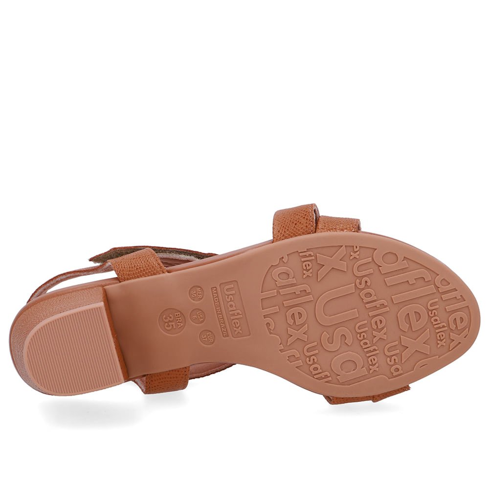 Sandália Tiras Couro Marrom Fecho-Flex Marrom 5