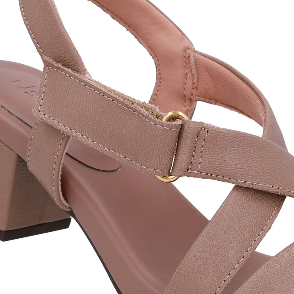 Sandália Tiras Couro Marrom Fecho-Flex Marrom 4