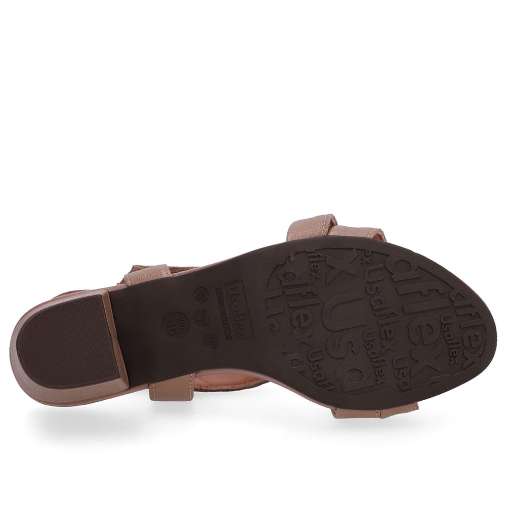 Sandália Tiras Couro Marrom Fecho-Flex Marrom 5