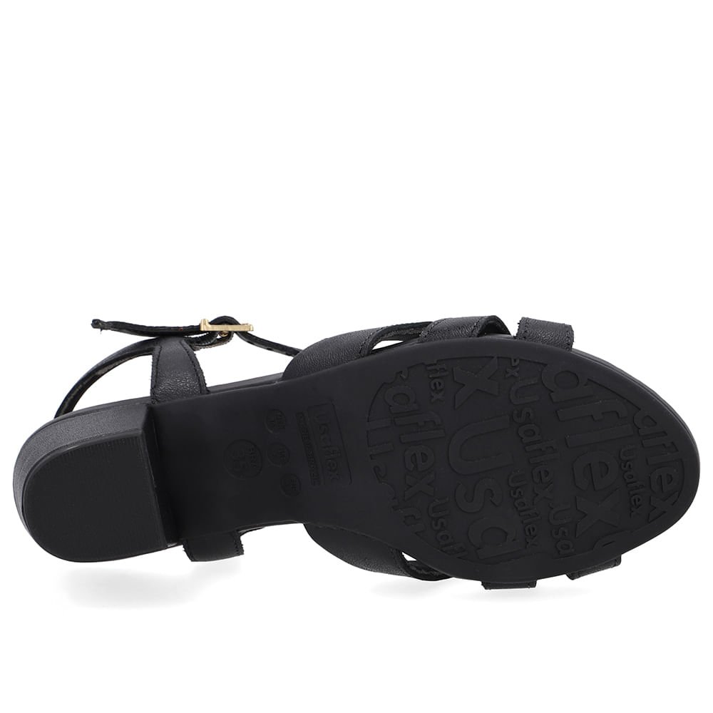 Sandália Couro Preta Tiras Lateral Preto 5