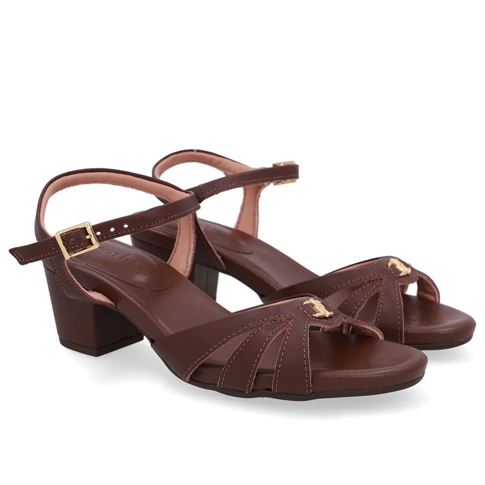 Sandália Couro Marrom Tiras Lateral Marrom 2