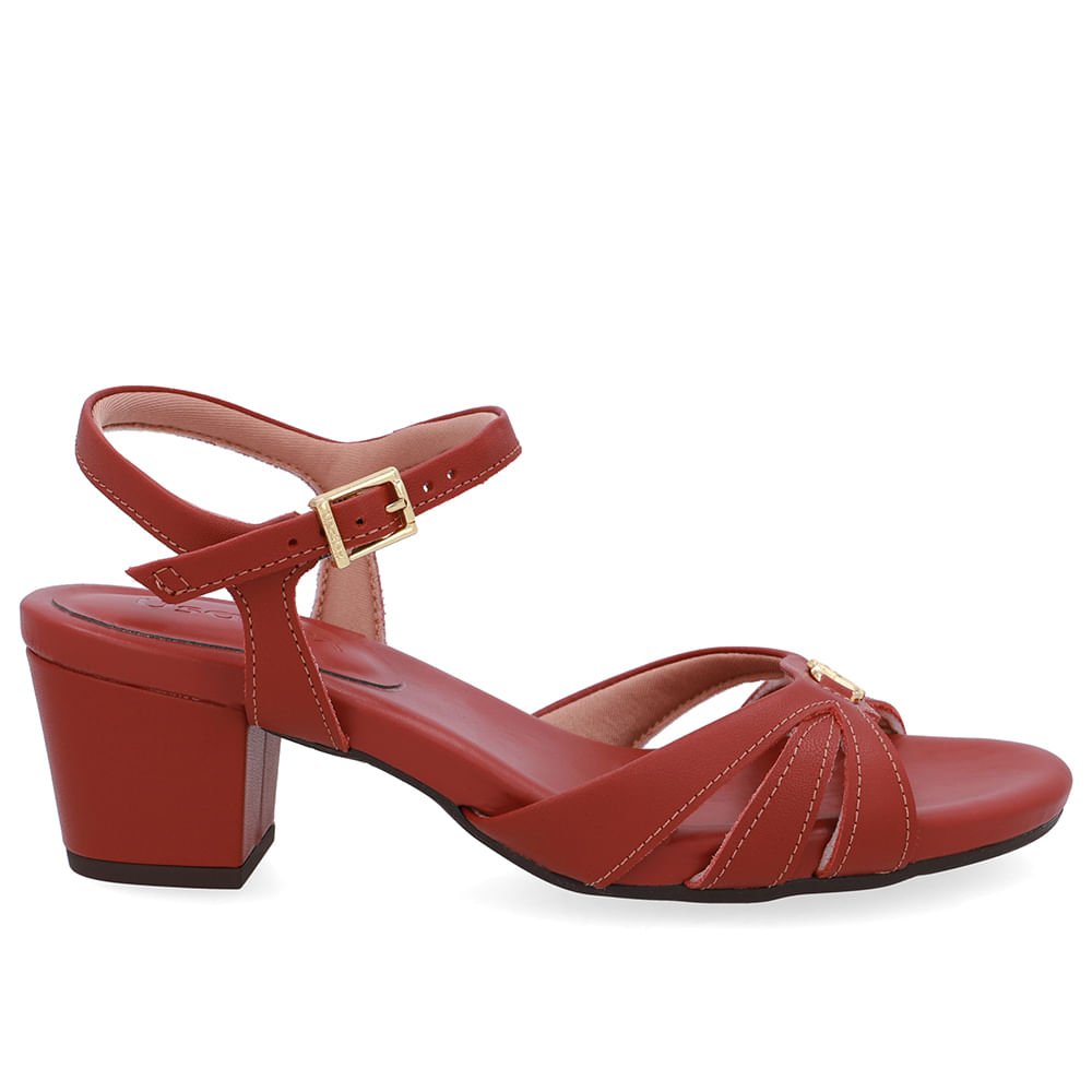 Sandália Couro Marrom Tiras Lateral