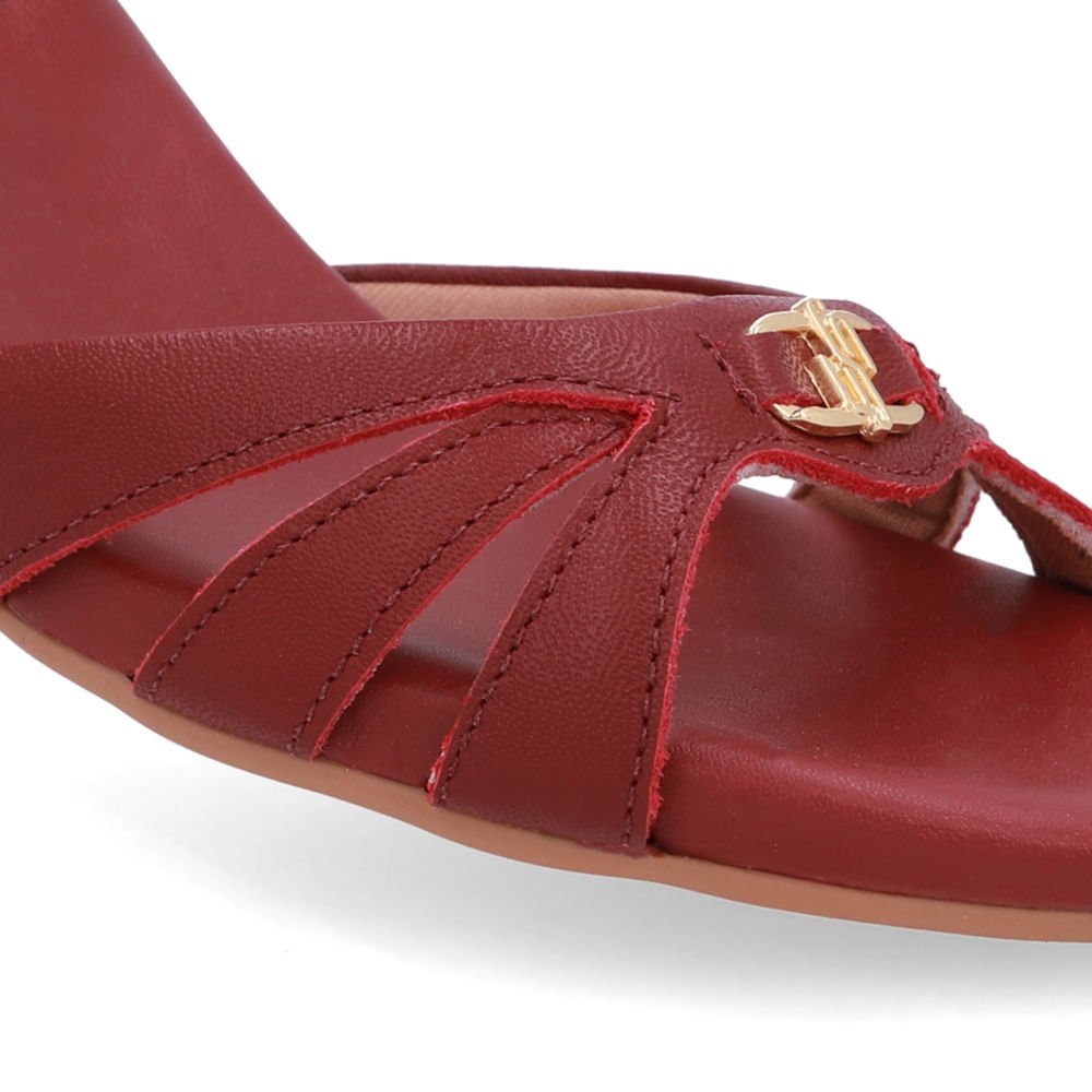 Sandália Couro Vermelha Tiras Lateral Vermelho 4