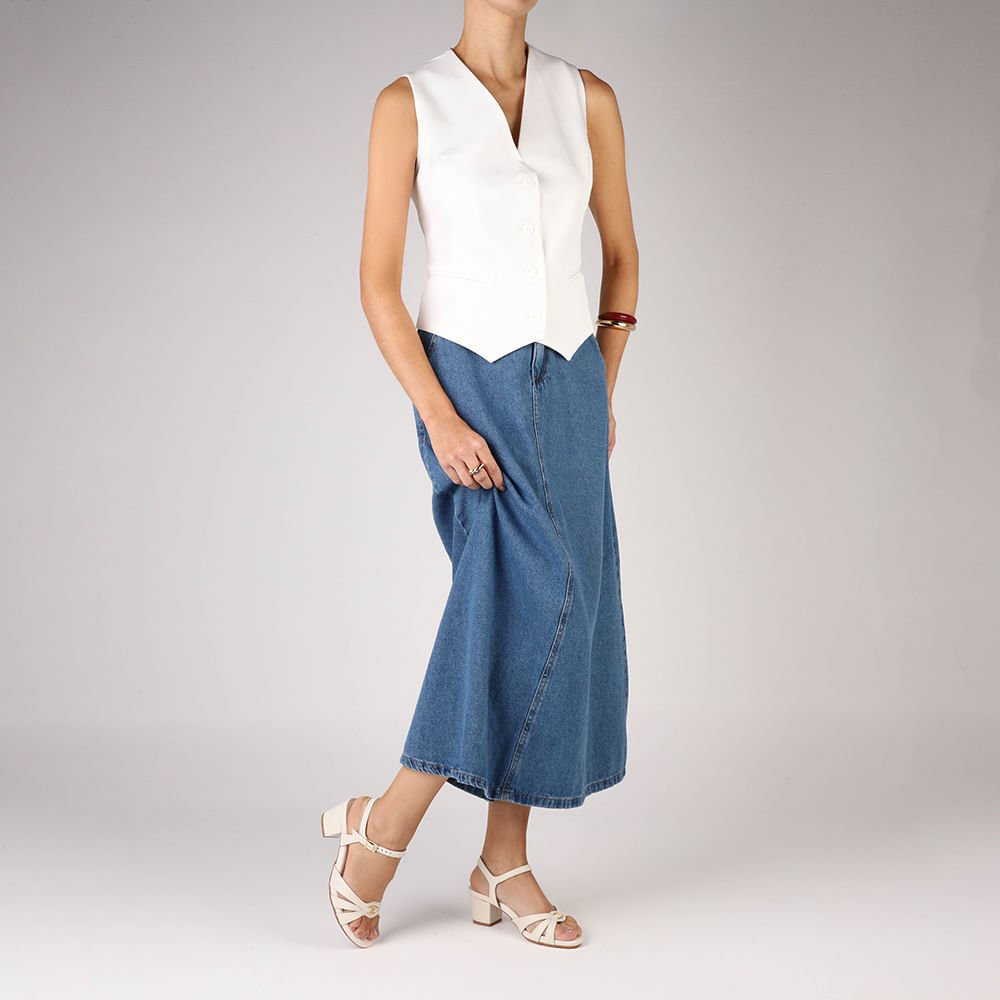 Sandália Couro Branca Marfim Tiras Lateral Marfim 4