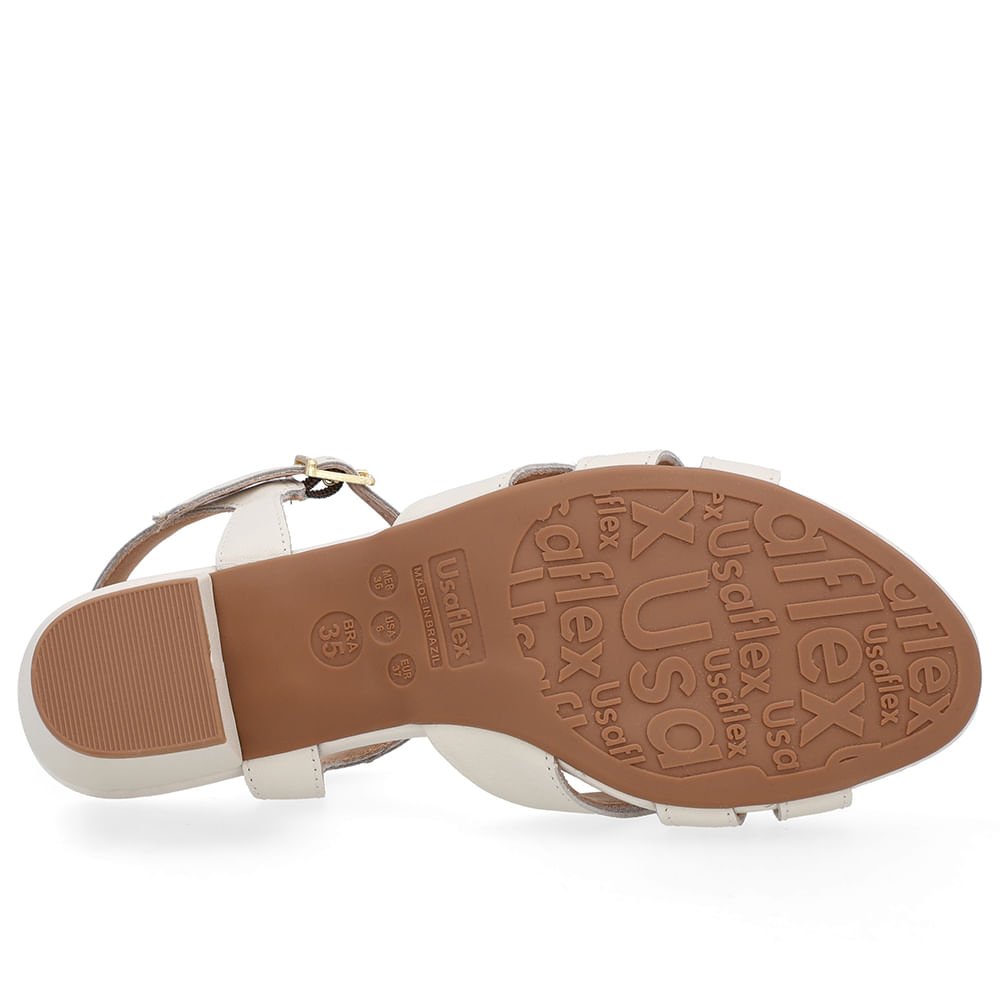 Sandália Couro Branca Marfim Tiras Lateral Marfim 5