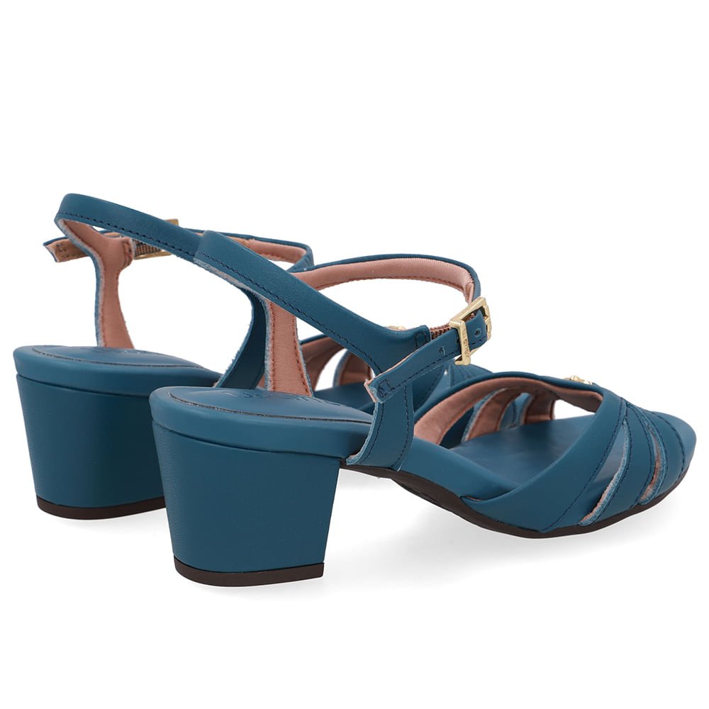 Sandália Couro Azul Tiras Lateral Azul 3