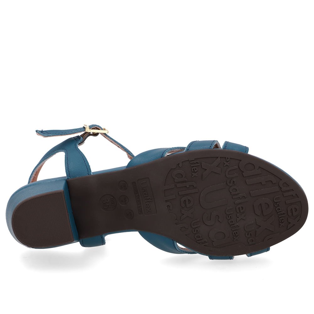 Sandália Couro Azul Tiras Lateral Azul 5
