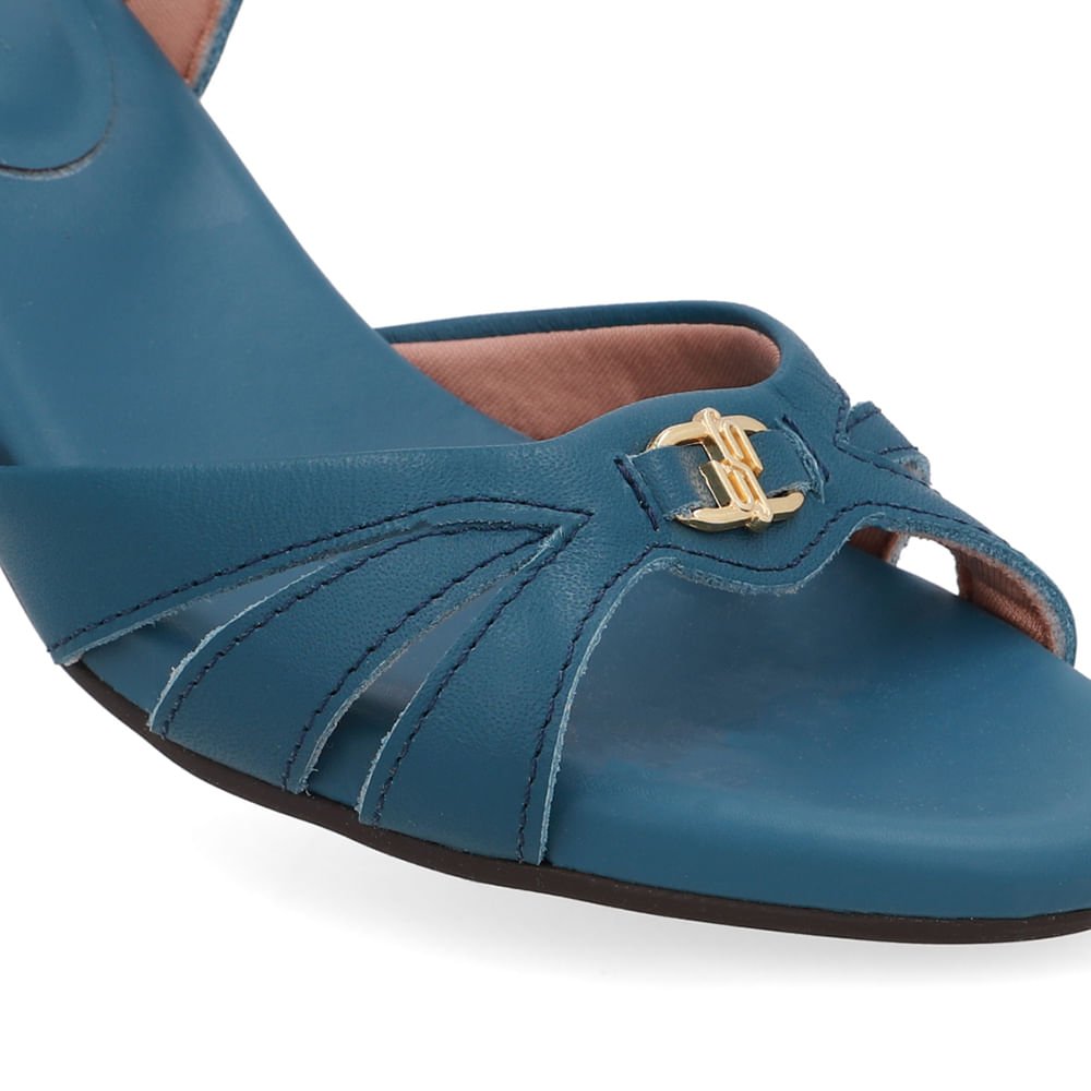 Sandália Couro Azul Tiras Lateral Azul 3
