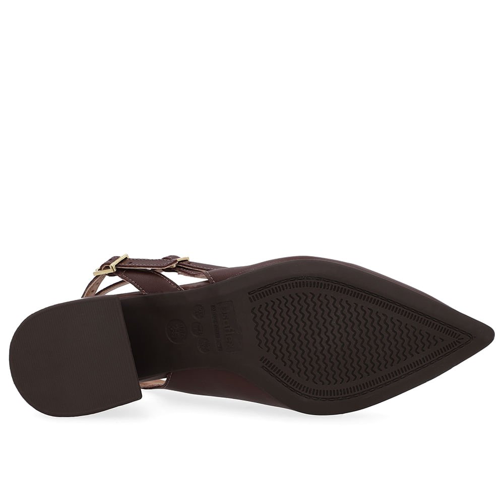 Slingback Marrom Salto Bloco Couro Tira Dupla Lateral Marrom 5