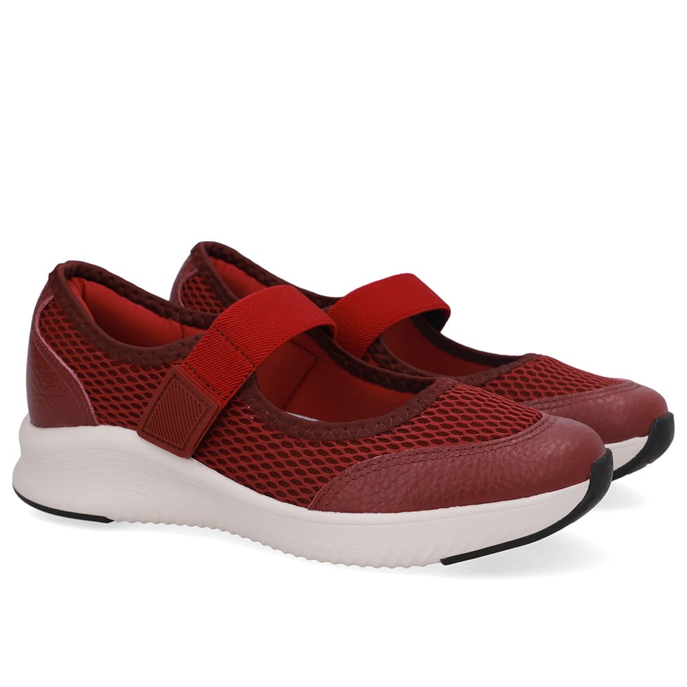 Tênis Vermelho Tecido Tira Elástico Vermelho 2