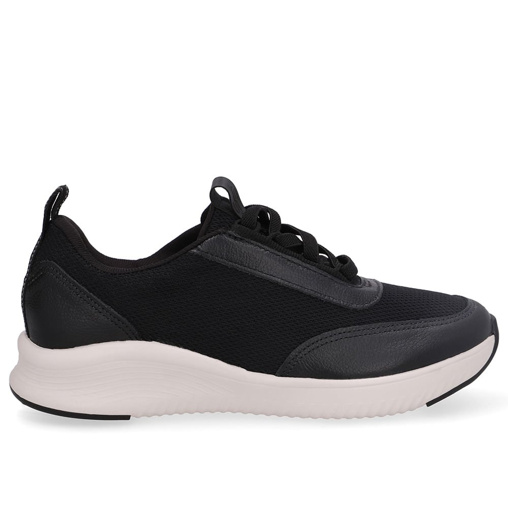 Tênis Preto Tecido Cadarço Elástico Preto 1