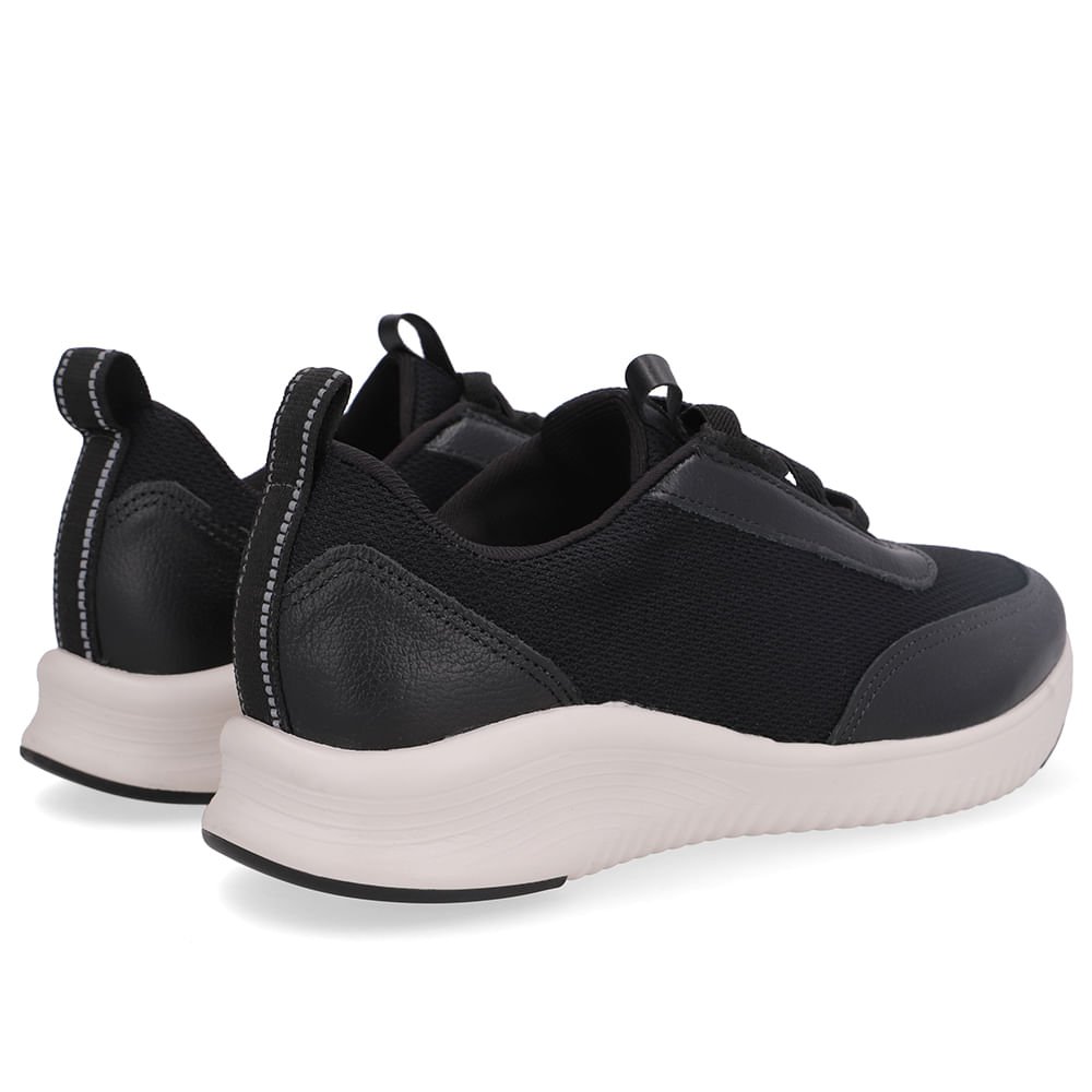 Tênis Preto Tecido Cadarço Elástico Preto 3