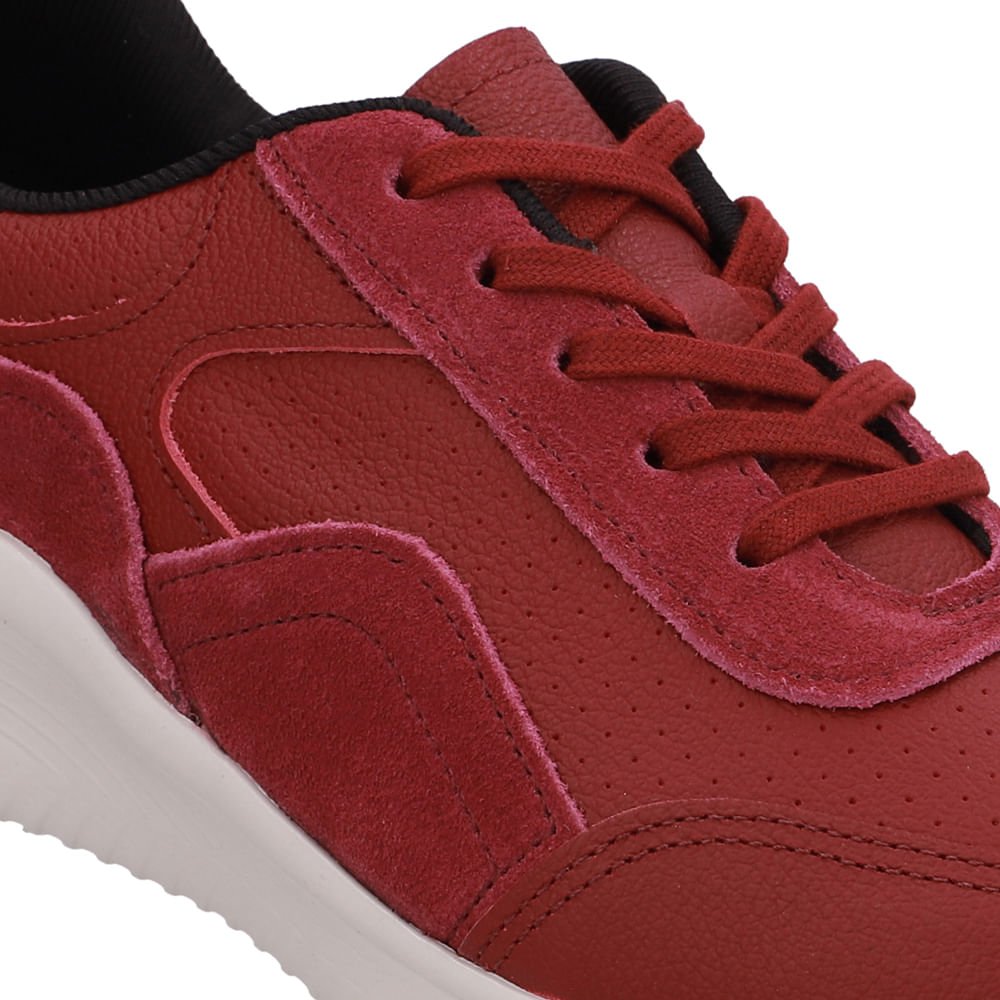 Tênis Vermelho Couro Cadarço Vermelho 4