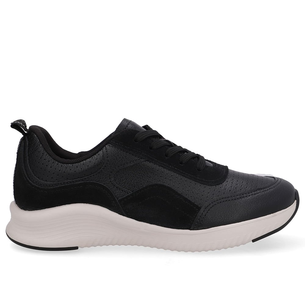 Tênis Preto Couro Cadarço