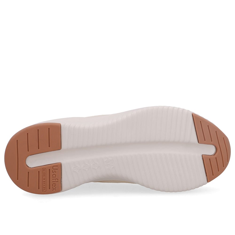 Tênis Bege Tecido Matelassê Cadarço Elástico Bege 5