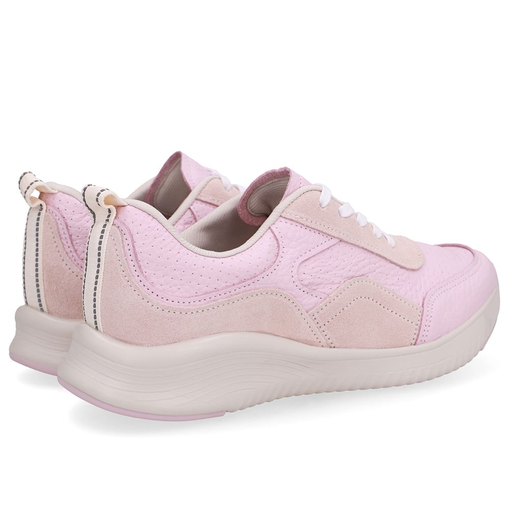 Tênis Rosa Couro Cadarço Rosa/Bege 3