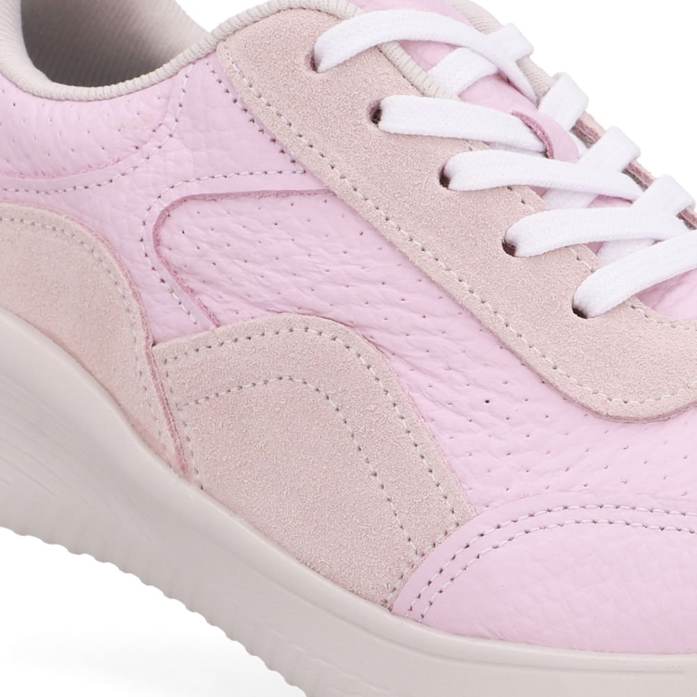 Tênis Rosa Couro Cadarço Rosa/Bege 4