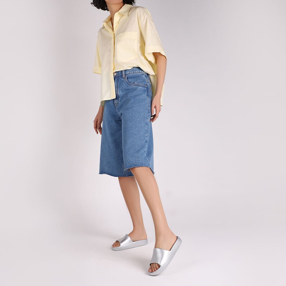 Chinelo Slide Prata Poofy Salto Plataforma Eva Prata 4