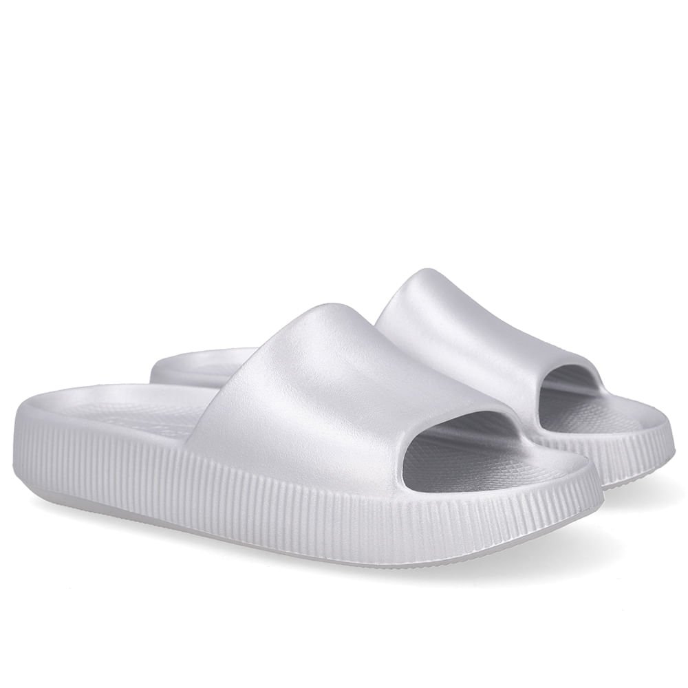 Chinelo Slide Prata Poofy Salto Plataforma Eva Prata 2