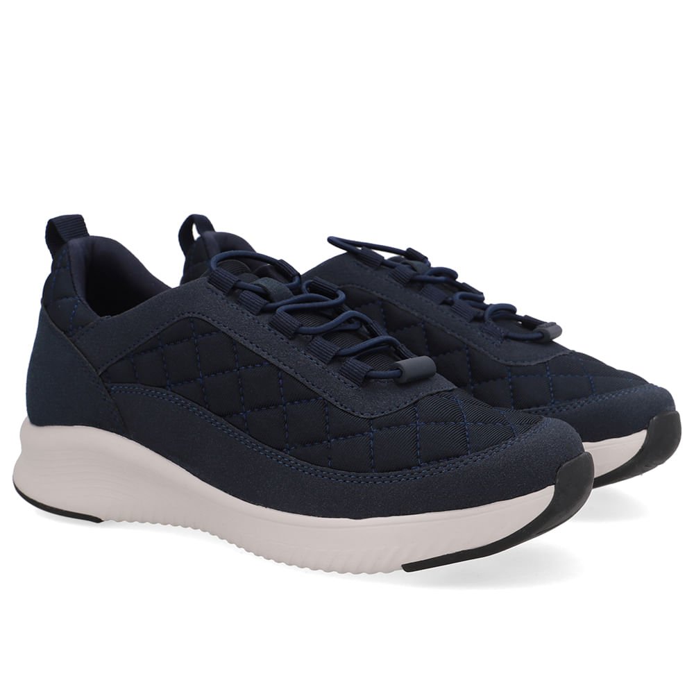 Tênis Azul Tecido Matelassê Cadarço Elástico Azul 2