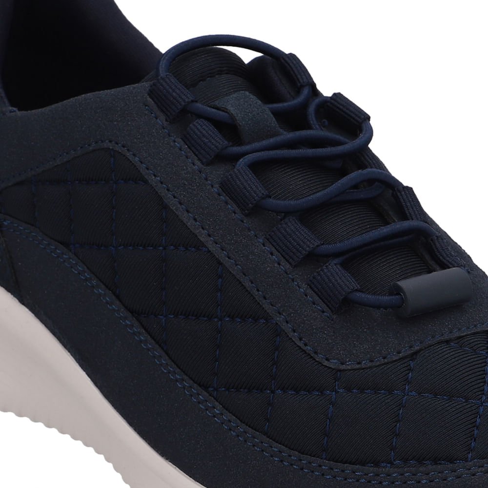 Tênis Azul Tecido Matelassê Cadarço Elástico Azul 4