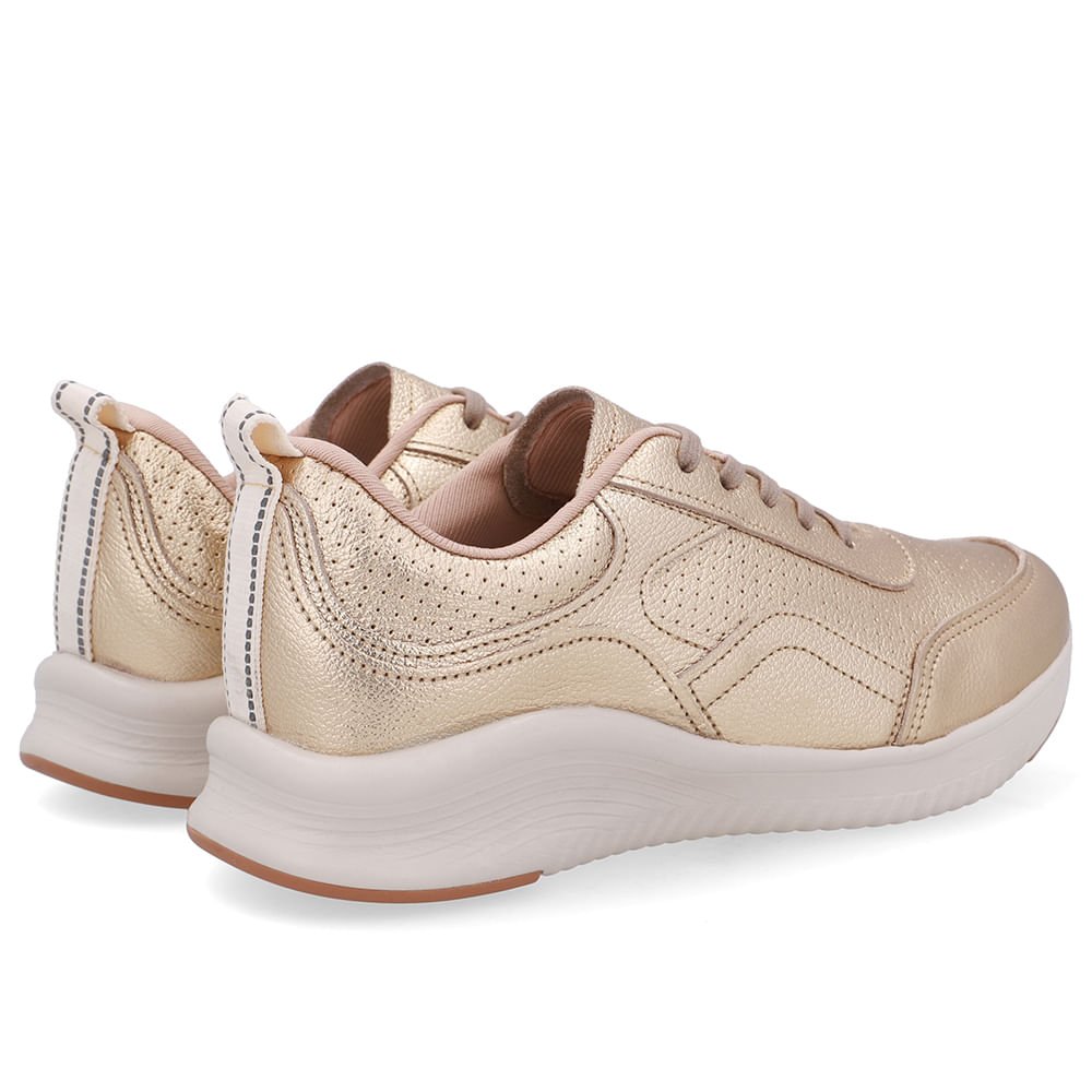 Tênis Dourado Couro Cadarço Dourado 3