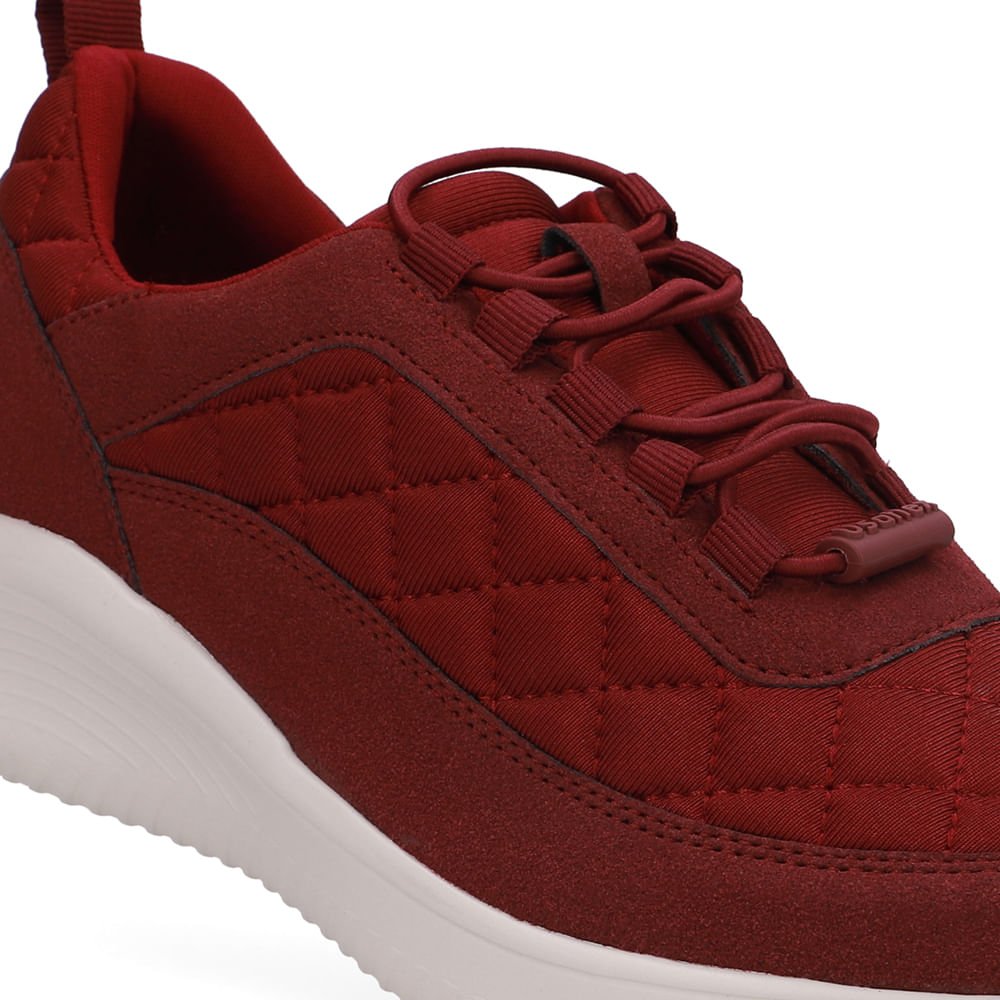 Tênis Vermelho Tecido Matelassê Cadarço Elástico Vermelho 4