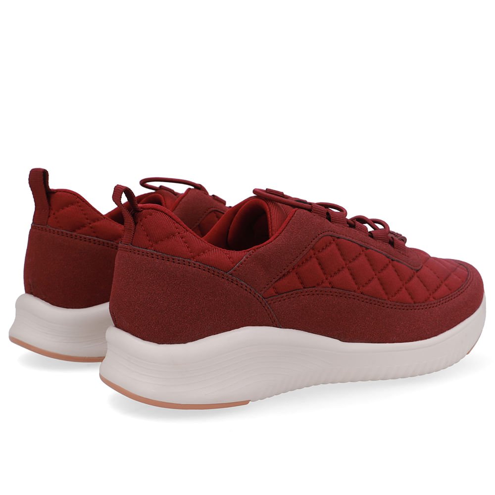 Tênis Vermelho Tecido Matelassê Cadarço Elástico Vermelho 3
