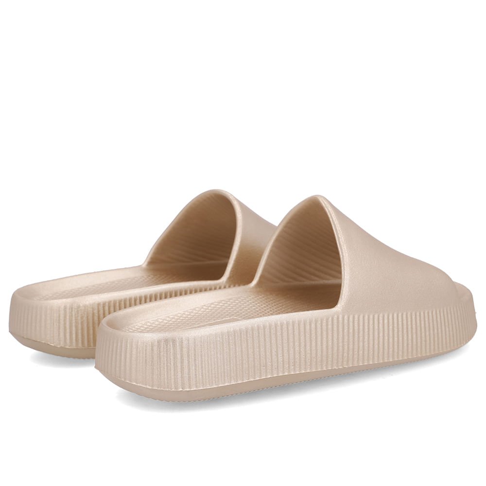 Chinelo Slide Dourada Poofy Salto Plataforma Eva Dourado 3