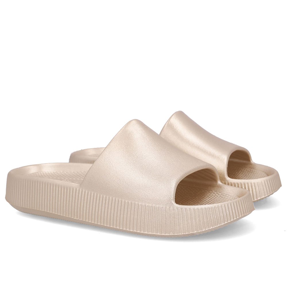 Chinelo Slide Dourada Poofy Salto Plataforma Eva Dourado 2