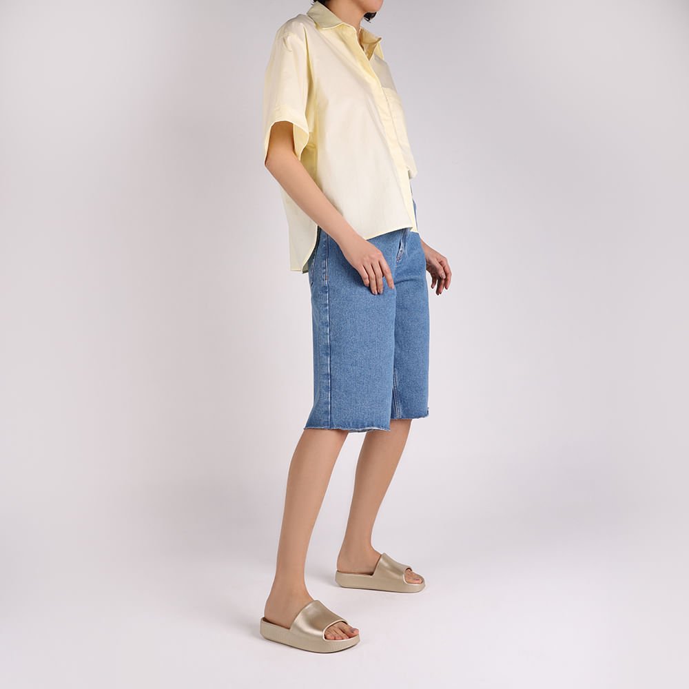 Chinelo Slide Dourada Poofy Salto Plataforma Eva Dourado 3