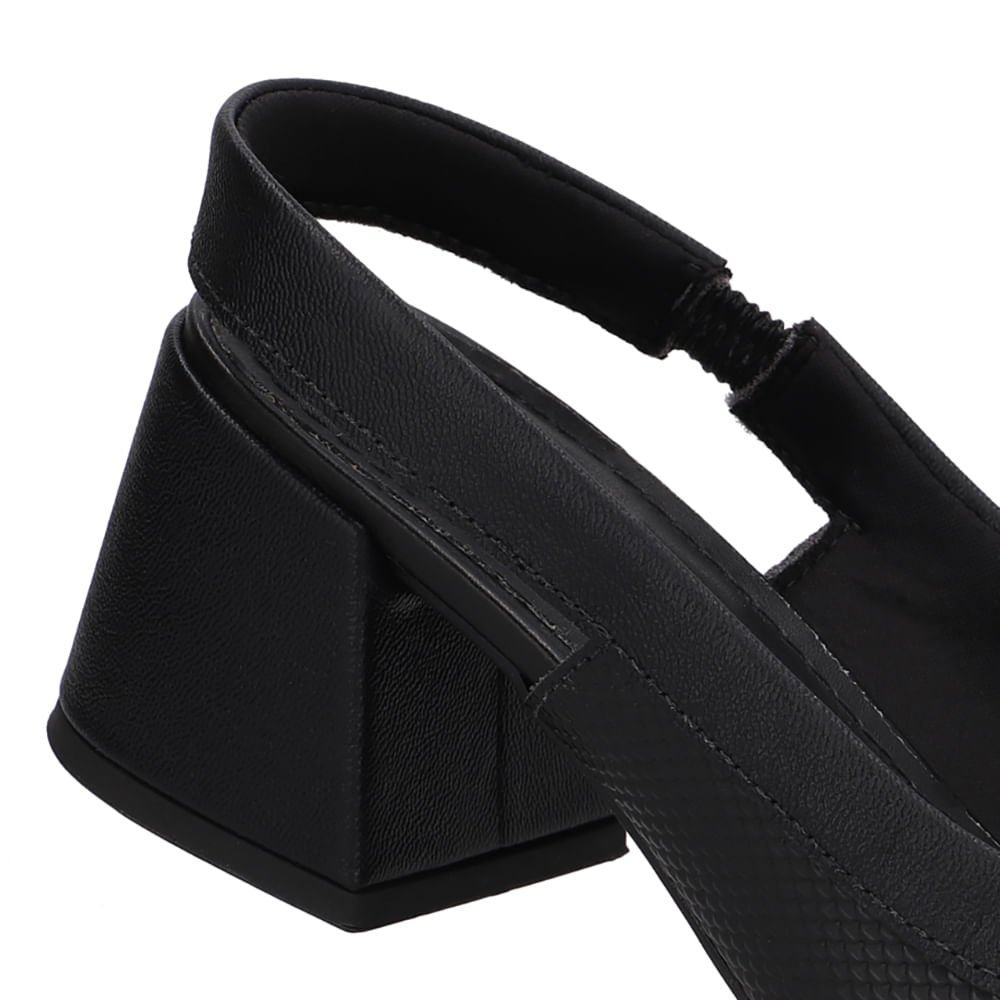 Slingback Preto Salto Bico Fino Preto 4