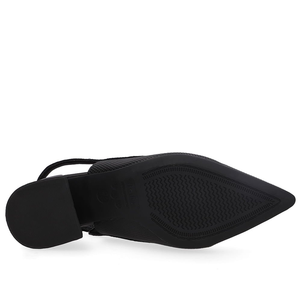 Slingback Preto Salto Bico Fino Preto 5