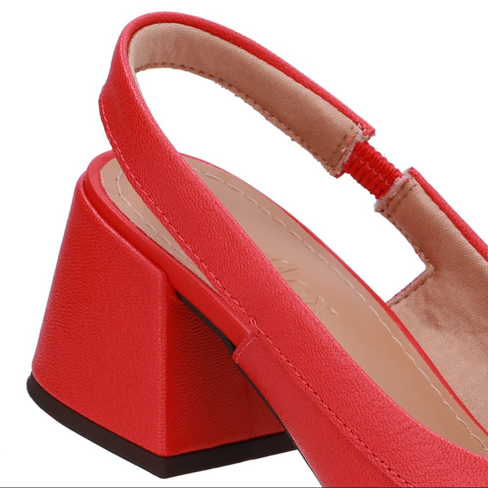 Slingback Vermelho Salto Bico Fino Vermelho 4