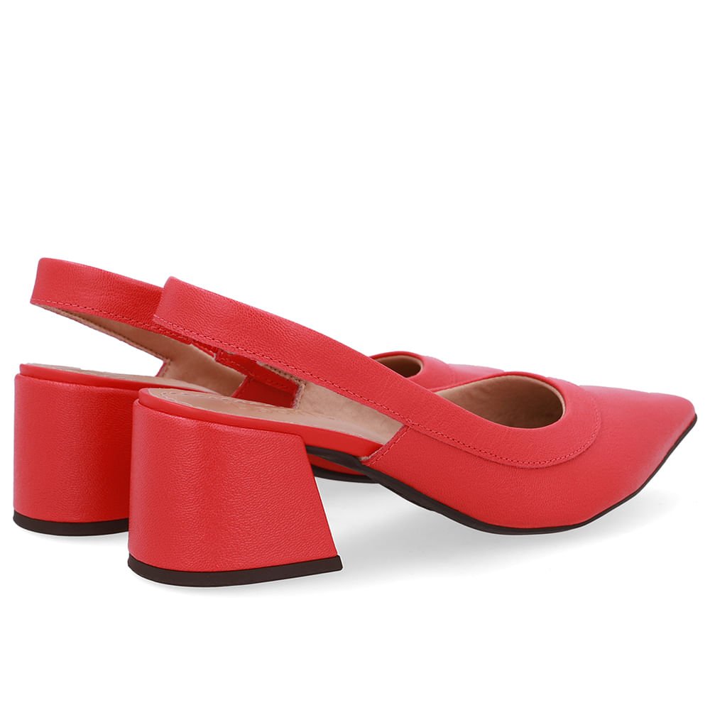 Slingback Vermelho Salto Bico Fino Vermelho 3