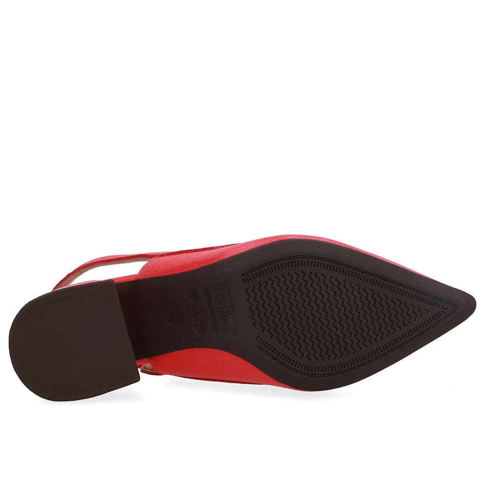 Slingback Vermelho Salto Bico Fino Vermelho 5