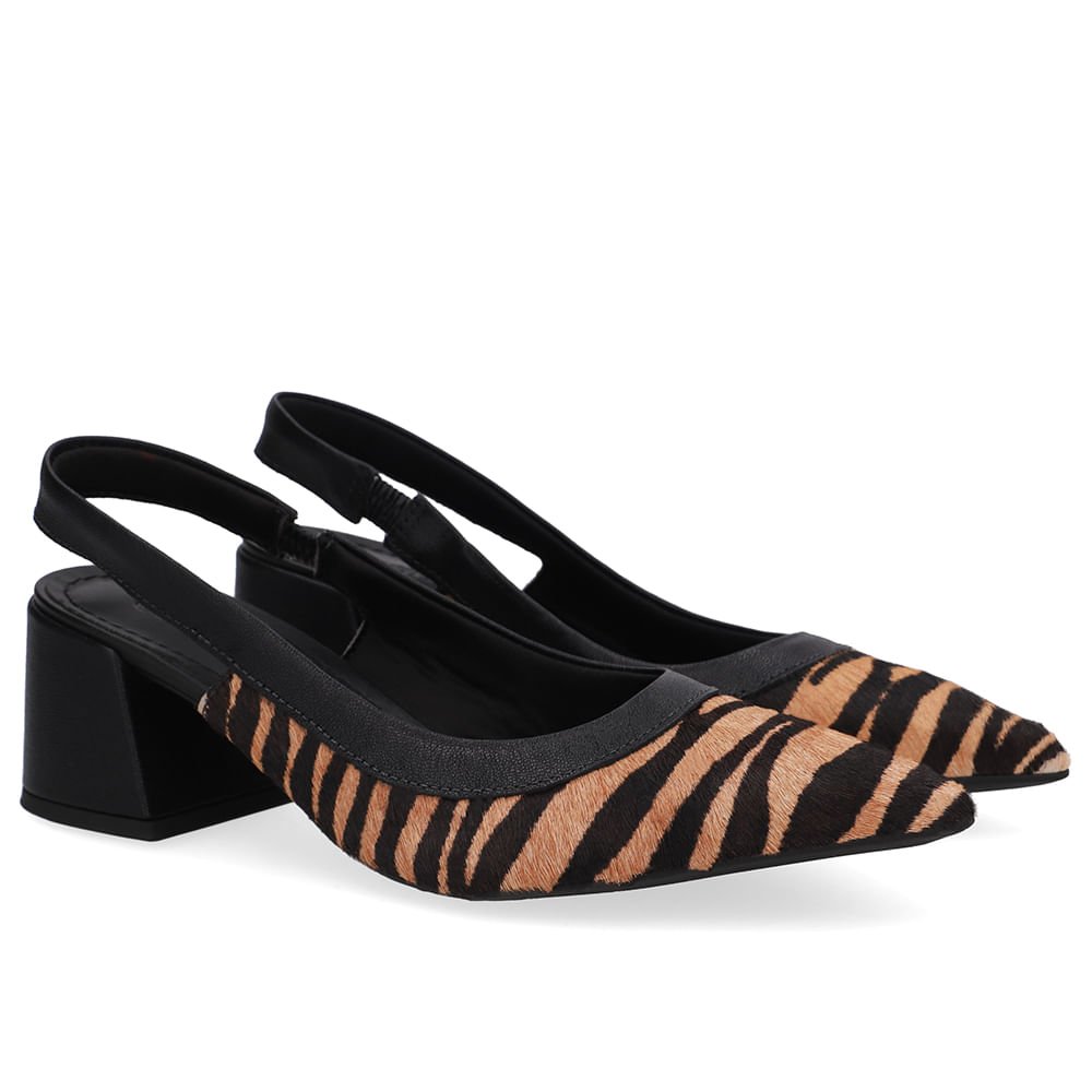 Slingback Pelo Tigre Salto Bico Fino Animal Print 2