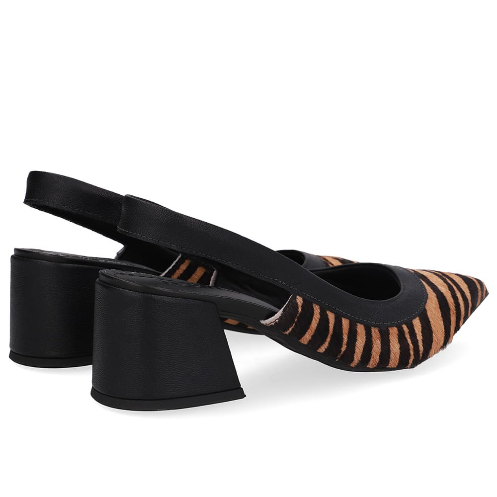 Slingback Pelo Tigre Salto Bico Fino Animal Print 3
