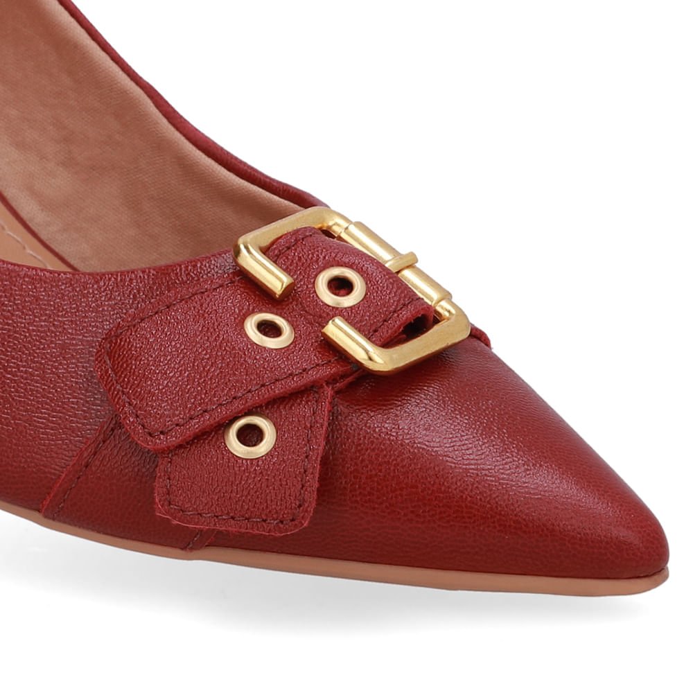 Scarpin Vermelho Salto Bico Fino Fivela Vermelho 4