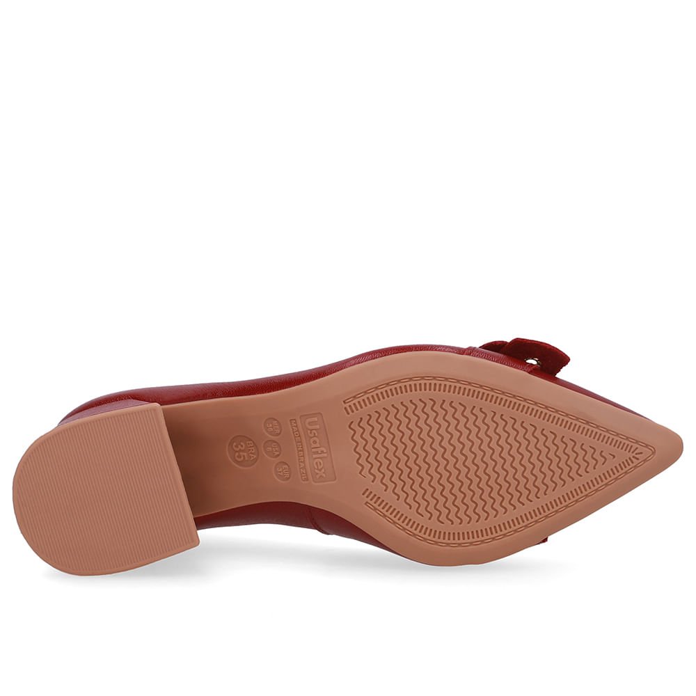 Scarpin Vermelho Salto Bico Fino Fivela Vermelho 5