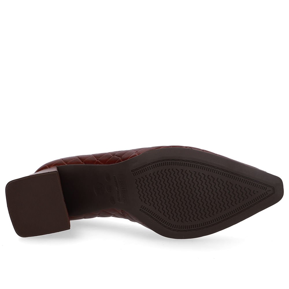 Scarpin Marrom Bico Fino Maxi Tressê Marrom 5