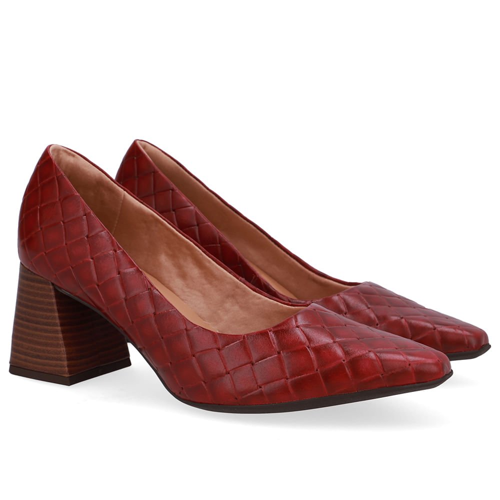Scarpin Vermelho Bico Fino Maxi Tressê Vermelho 2